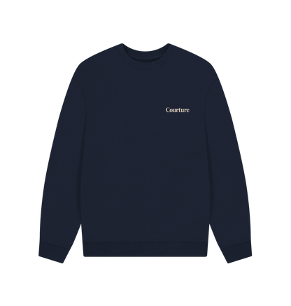 Navy Blue Printed Sweater Front