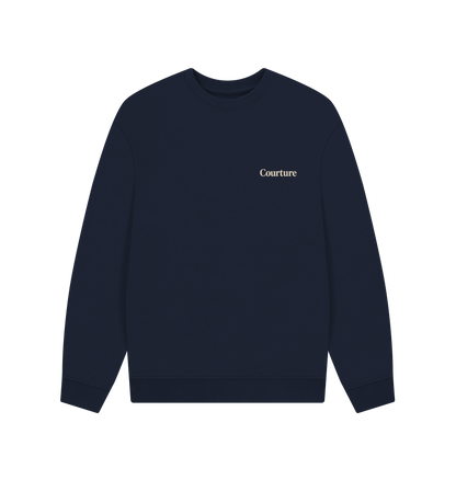 Navy Blue Printed Sweater Front