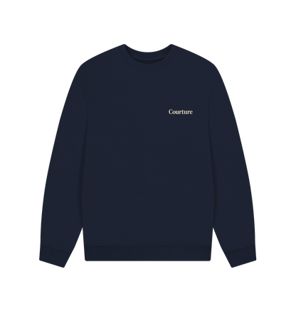 Navy Blue Printed Sweater Front